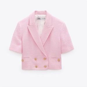 Zara Pink Short-Sleeve Blazer